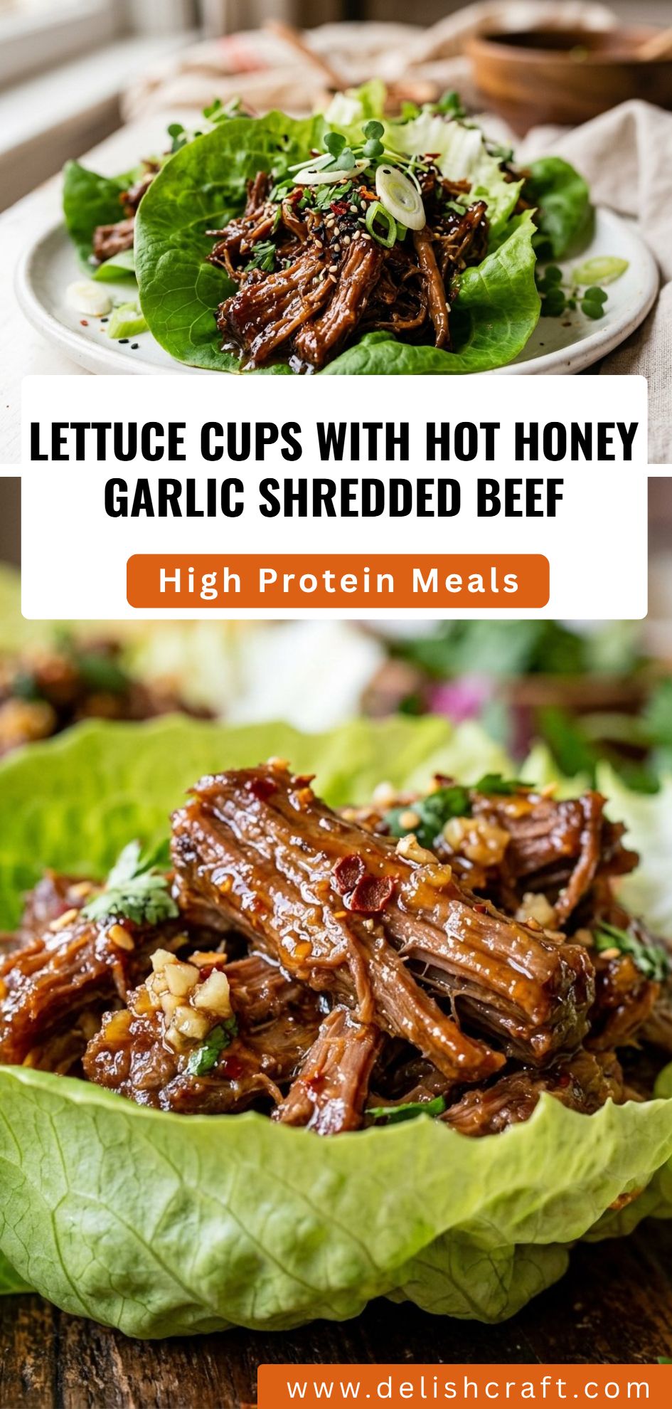 Lettuce Cups Hot Honey Garlic Shredded Beef