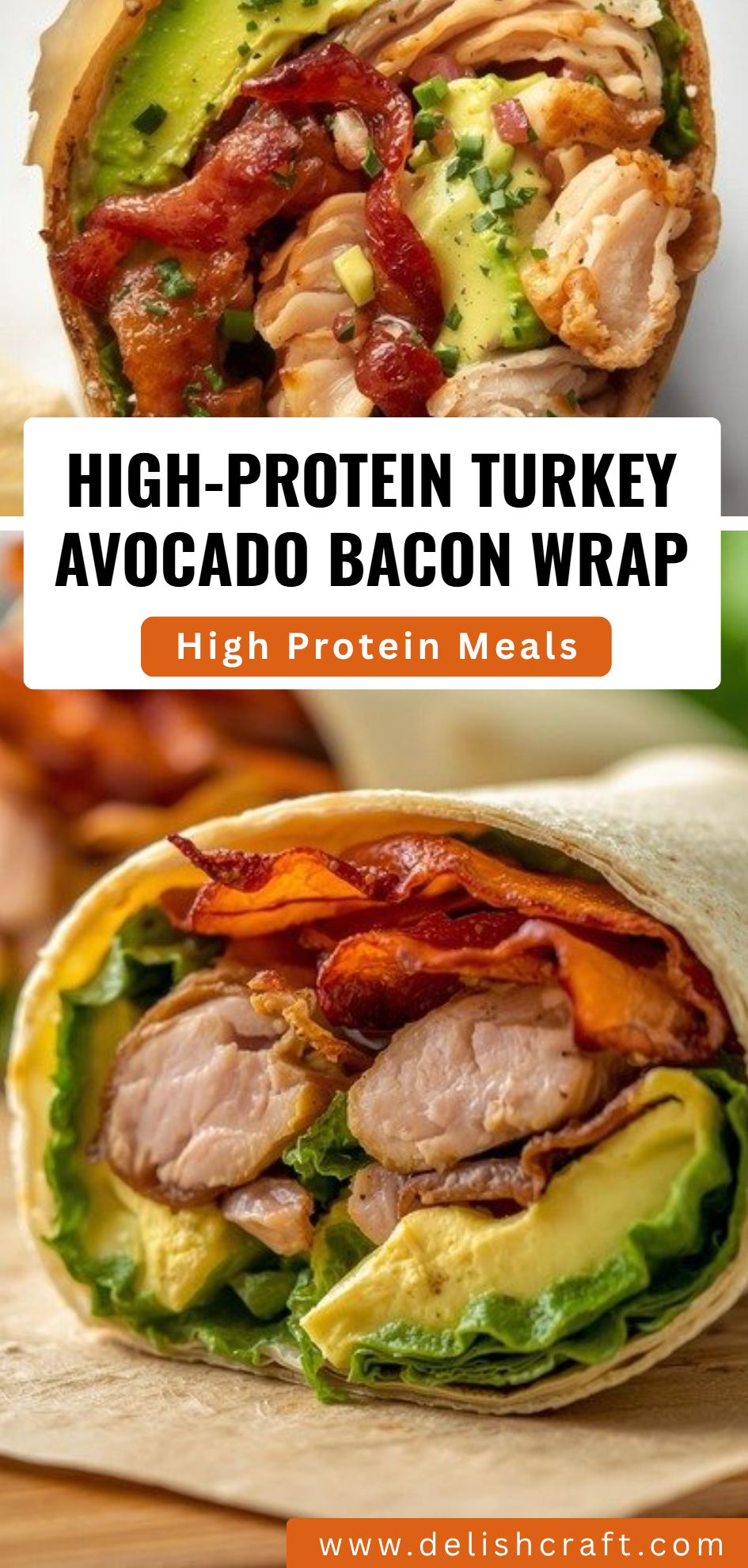 High Protein Turkey Avocado Bacon Wrap