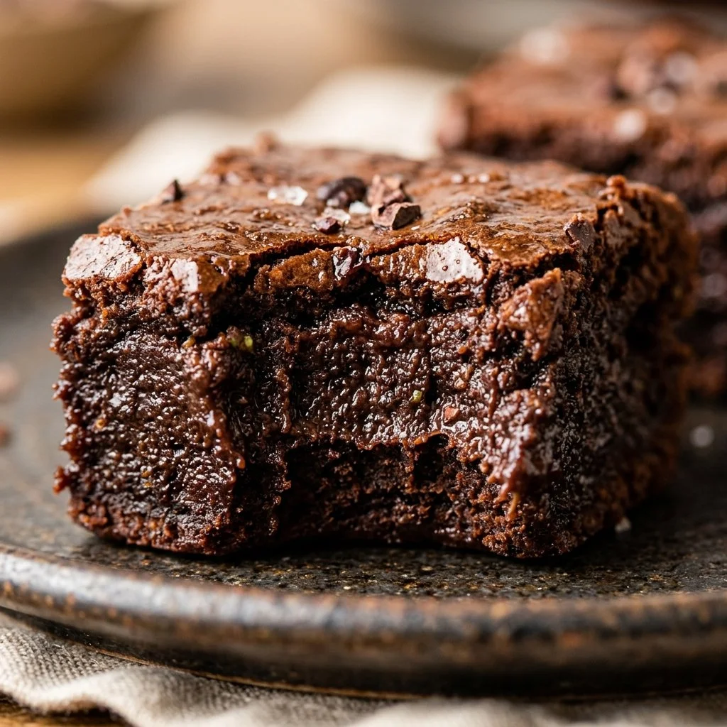 Healthy avocado protein brownie bites on a plate, ready to be served.