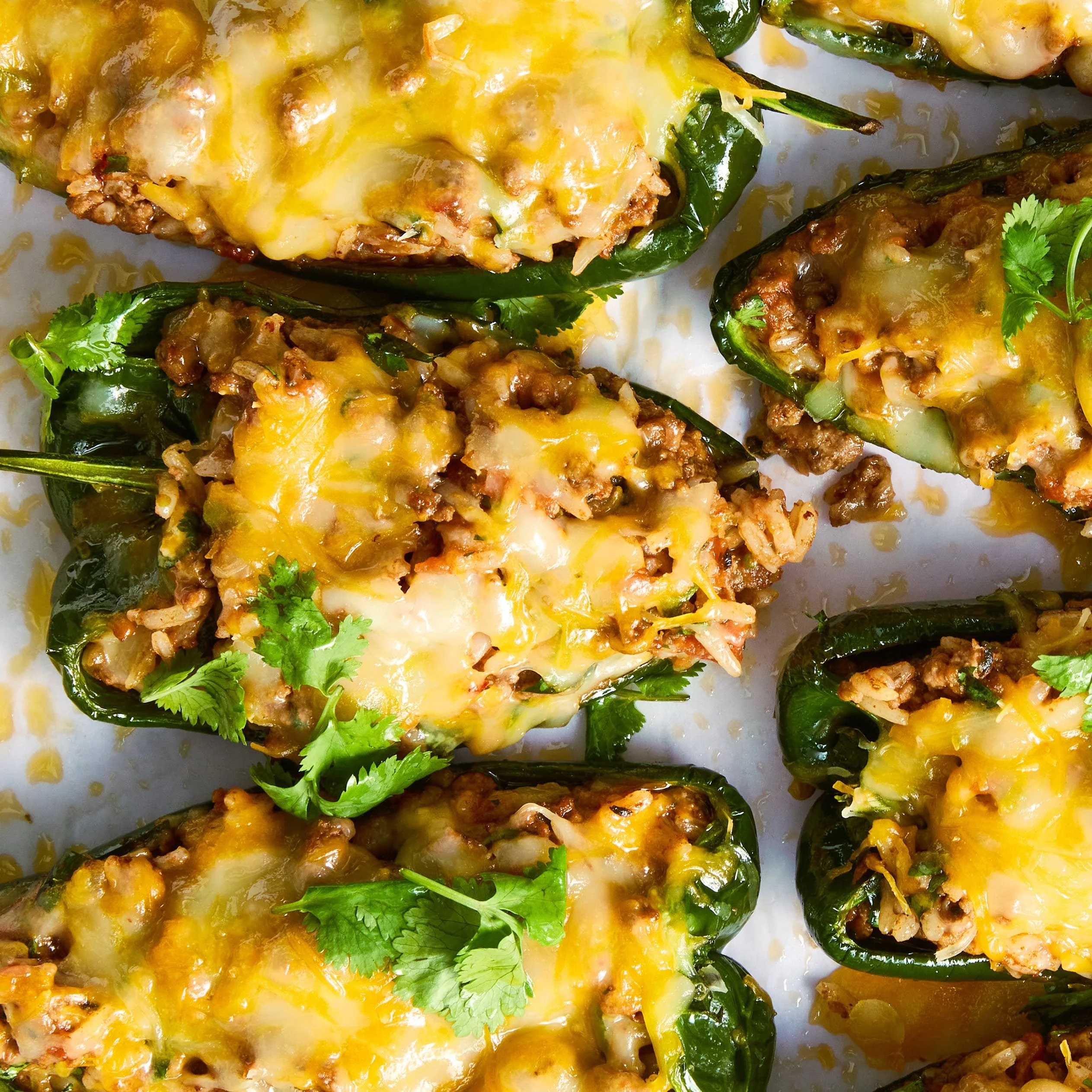Beef & Rice Stuffed Poblano Peppers