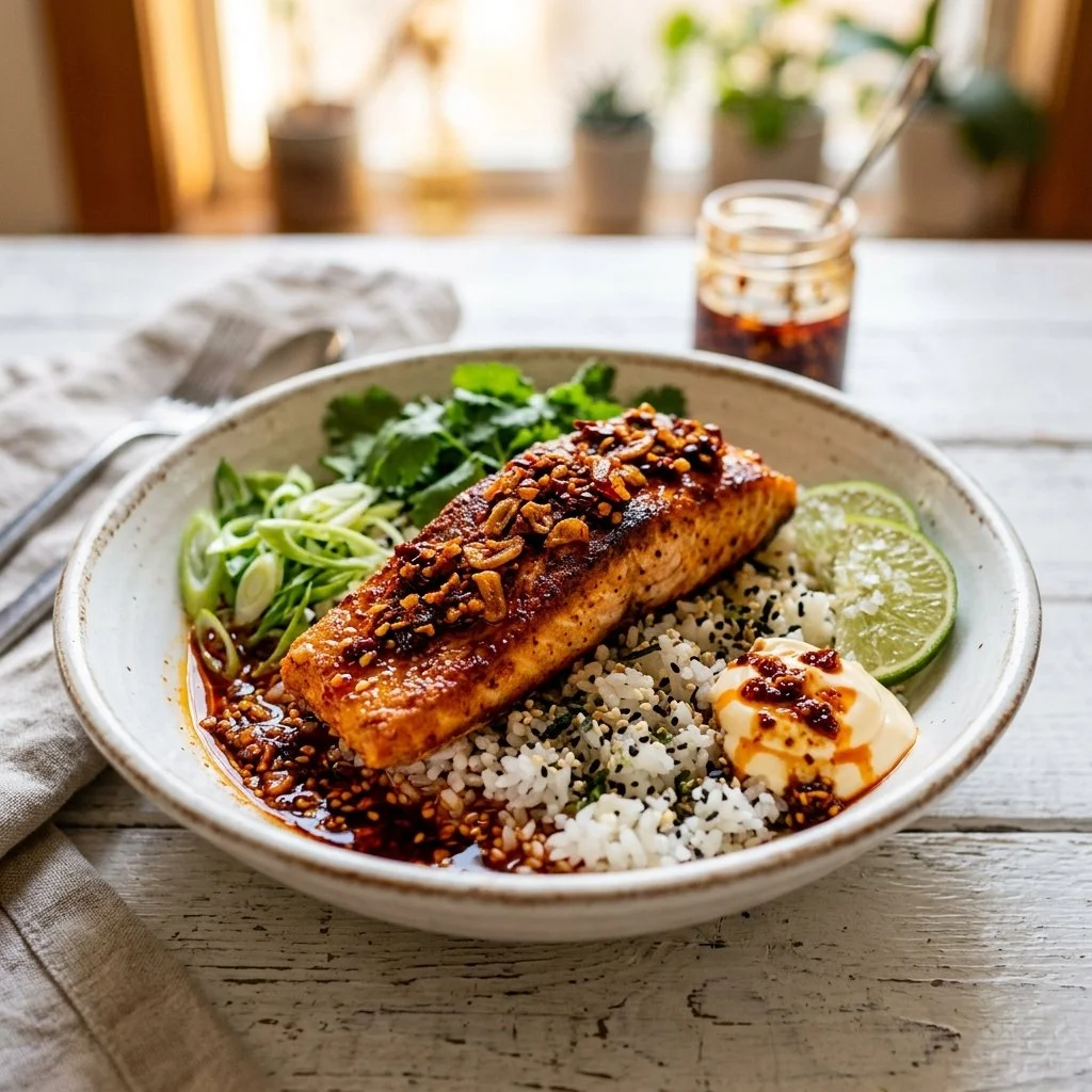 Crispy Chili Salmon Bowls