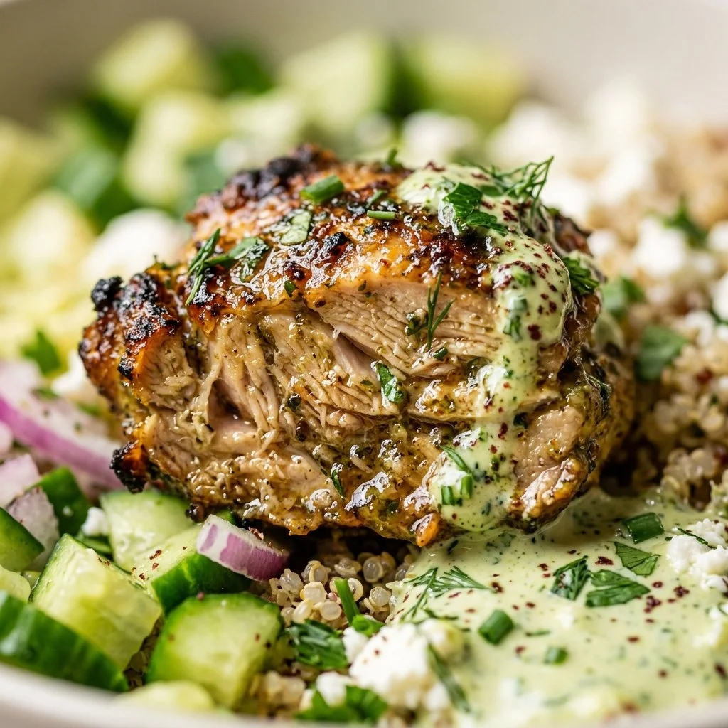 Green Goddess Chicken Shawarma Bowl with high-protein ingredients
