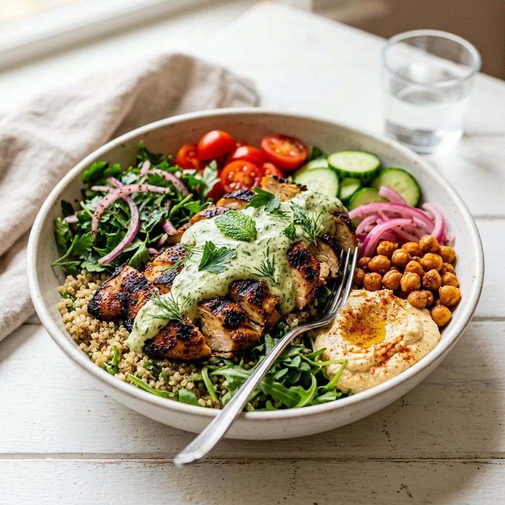 Green Goddess Chicken Shawarma Bowl with High-Protein