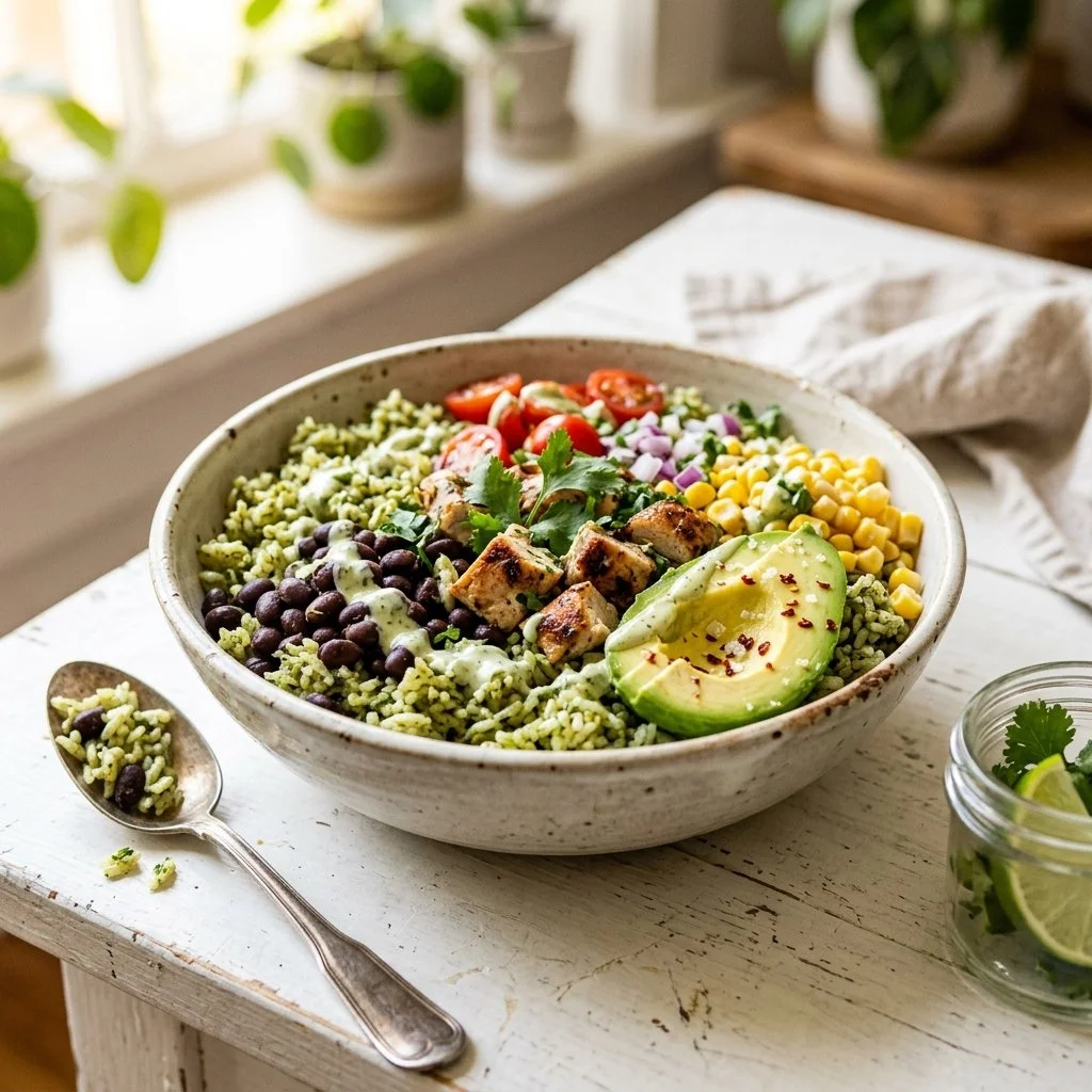 Green Rice and Black Bean Protein Bowl