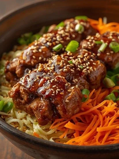 Delicious ground turkey teriyaki egg rolls in a bowl garnished with green onions.