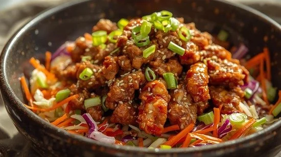 Ground Turkey Teriyaki Egg Rolls in a Bowl