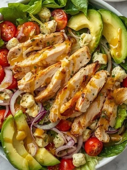 Honey-Lime Grilled Chicken Salad with fresh ingredients and vibrant colors