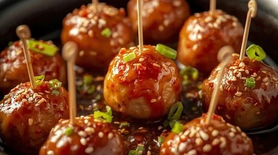 Hot Honey Turkey Meatballs with Sweet & Spicy Sauce