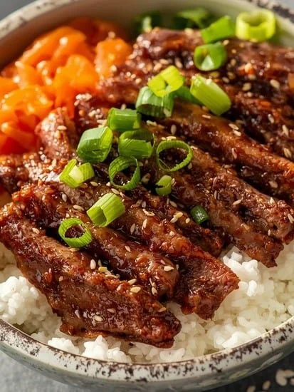 Korean Beef BBQ Bowls with fresh veggies and sauce