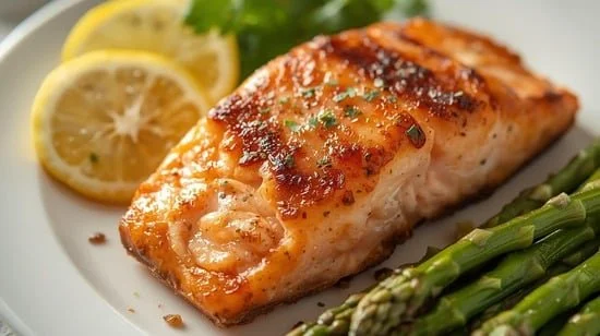 Lemon Pepper Air Fryer Salmon with Asparagus