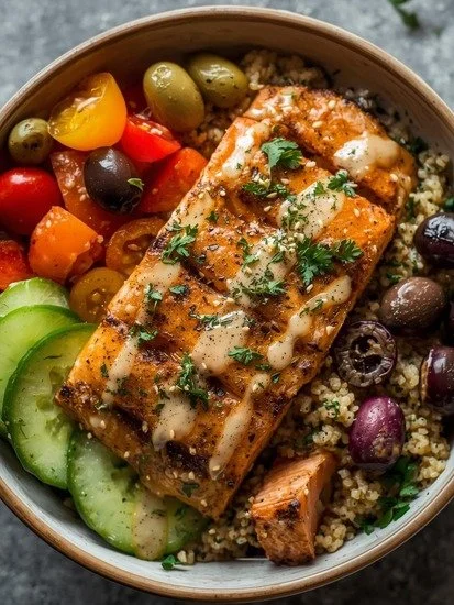 Mediterranean Salmon and Quinoa Bowl