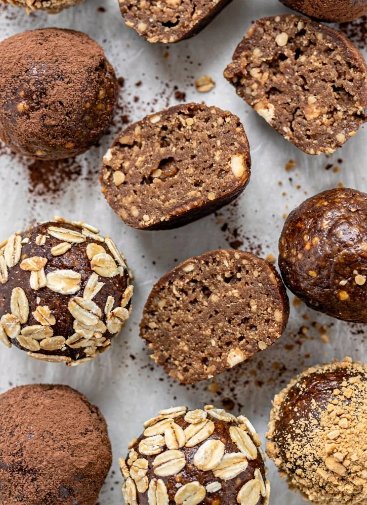 Protein-packed chocolate peanut butter balls made with natural ingredients