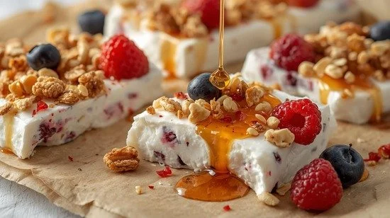 Protein-Packed Frozen Yogurt Bark with Hot Honey Drizzle