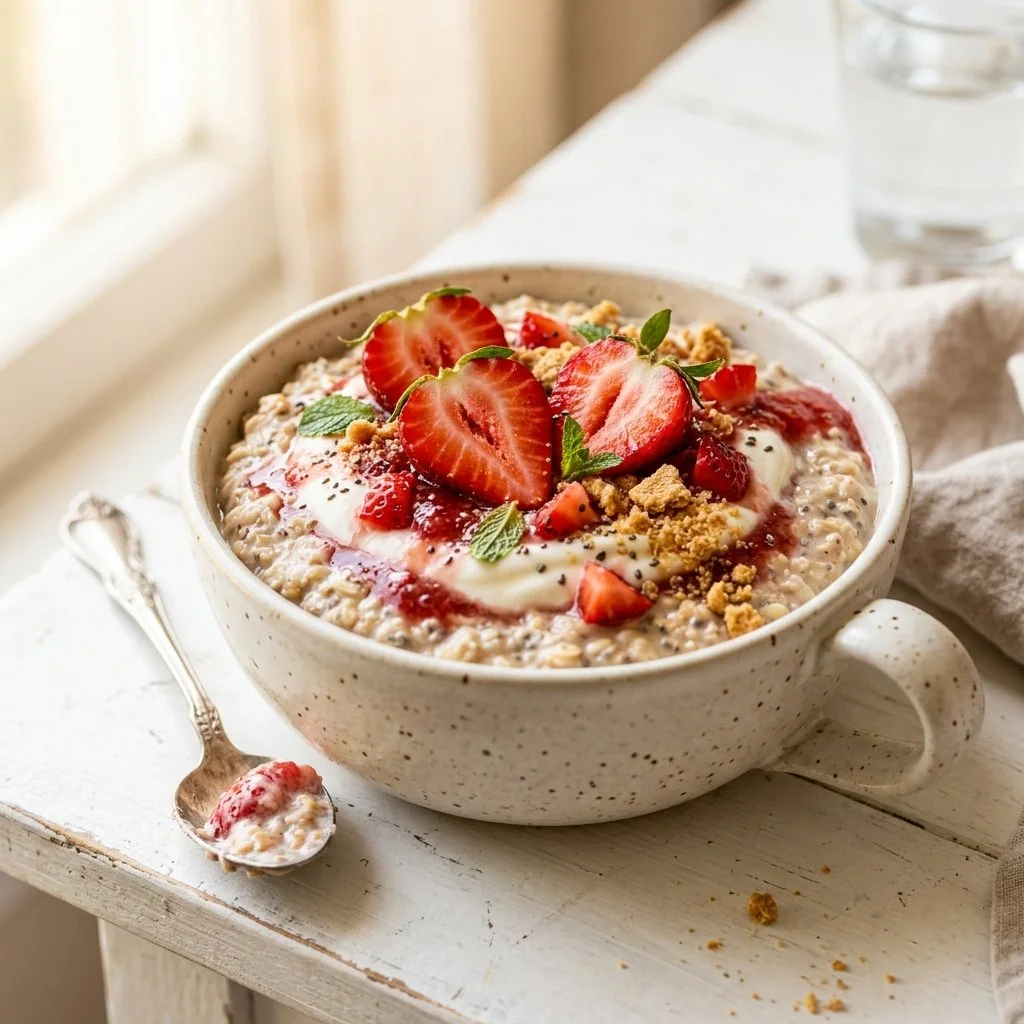 Protein-Packed Strawberry Cheesecake Overnight Oats