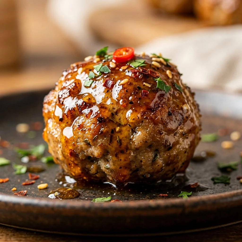 Delicious sticky honey turkey meatballs served on a plate