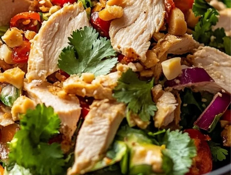 Thai Chicken Salad with fresh ingredients and vibrant dressing