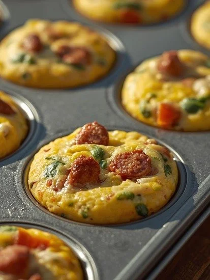 Delicious turkey sausage and egg white breakfast bites served on a plate.