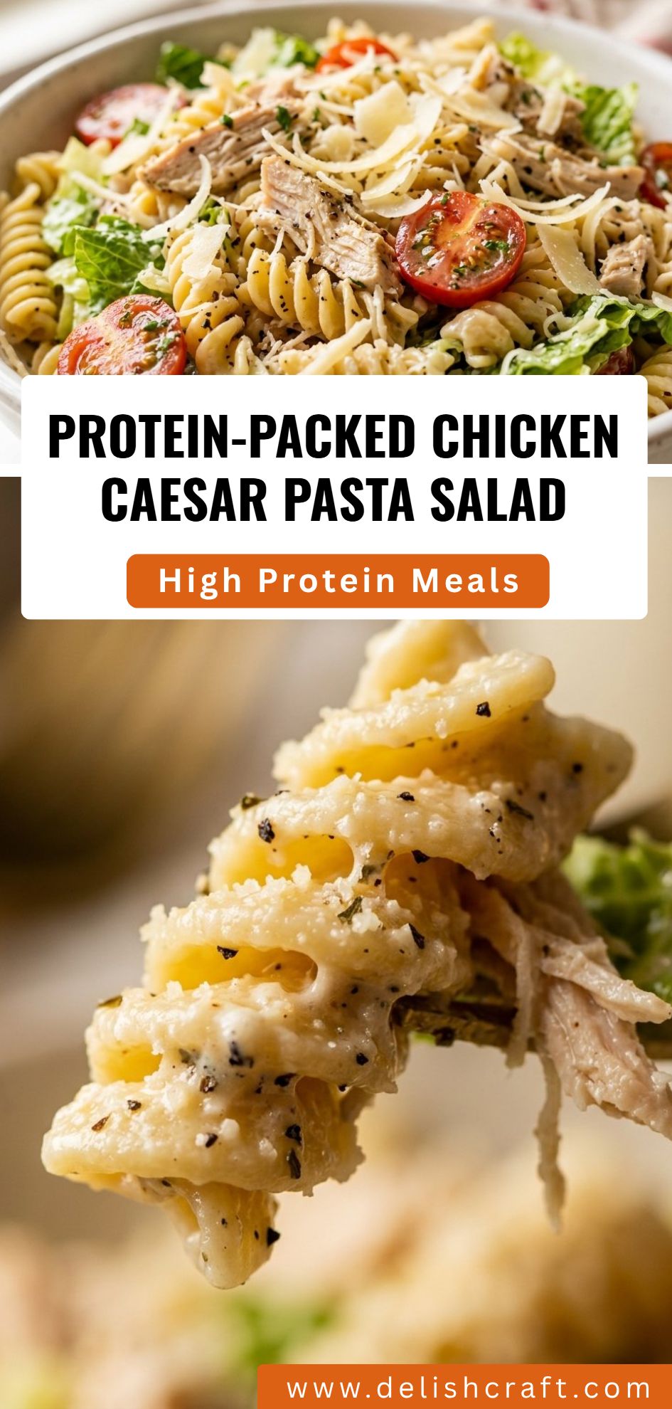 Protein Packed Chicken Caesar Pasta Salad