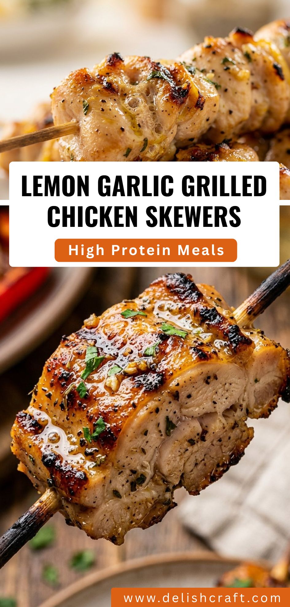Lemon Garlic Grilled Chicken Skewers