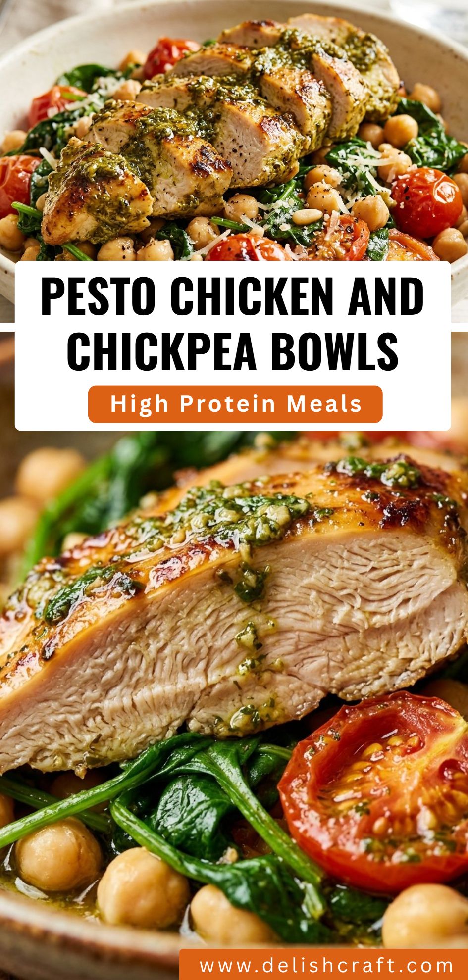 Pesto Chicken And Chickpea Bowls