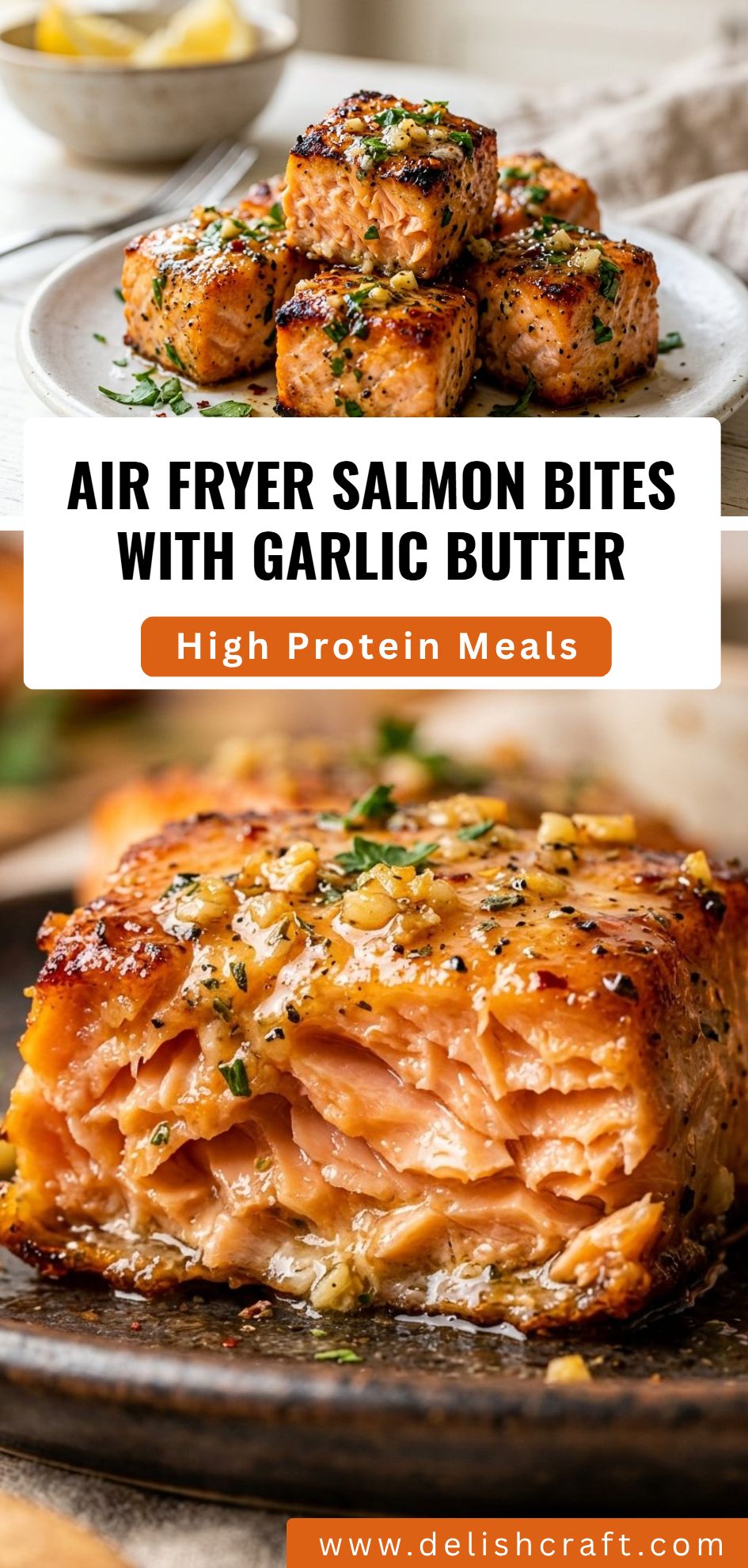 Air Fryer Salmon Bites Garlic Butter