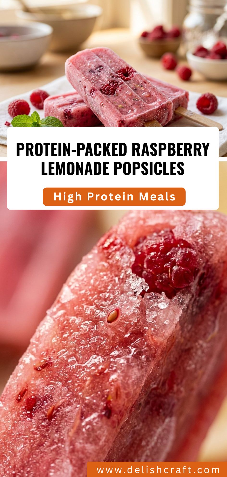 Protein Packed Raspberry Lemonade Popsicles
