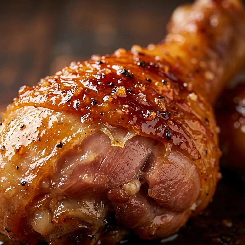 Plate of crispy Air Fryer BBQ chicken drumsticks ready to eat