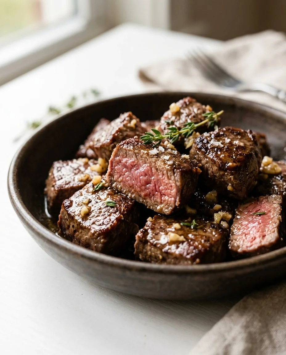 Air Fryer Garlic Butter Steak Bites