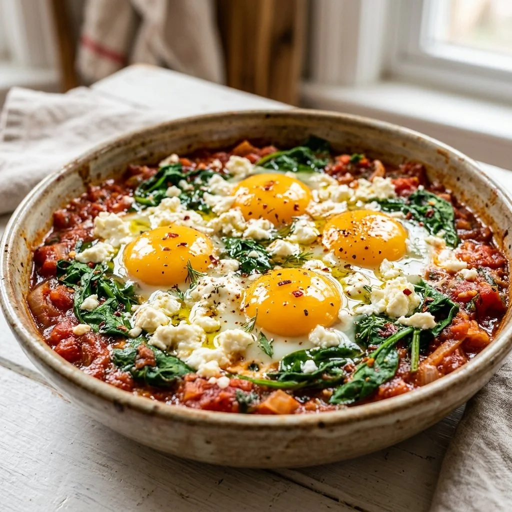 Baked Eggs with Feta and Spinach