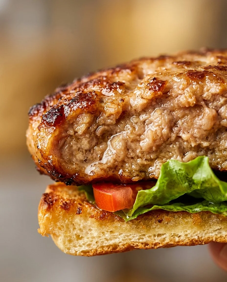 Deliciously grilled Blackstone Smash Turkey Burgers on a plate.
