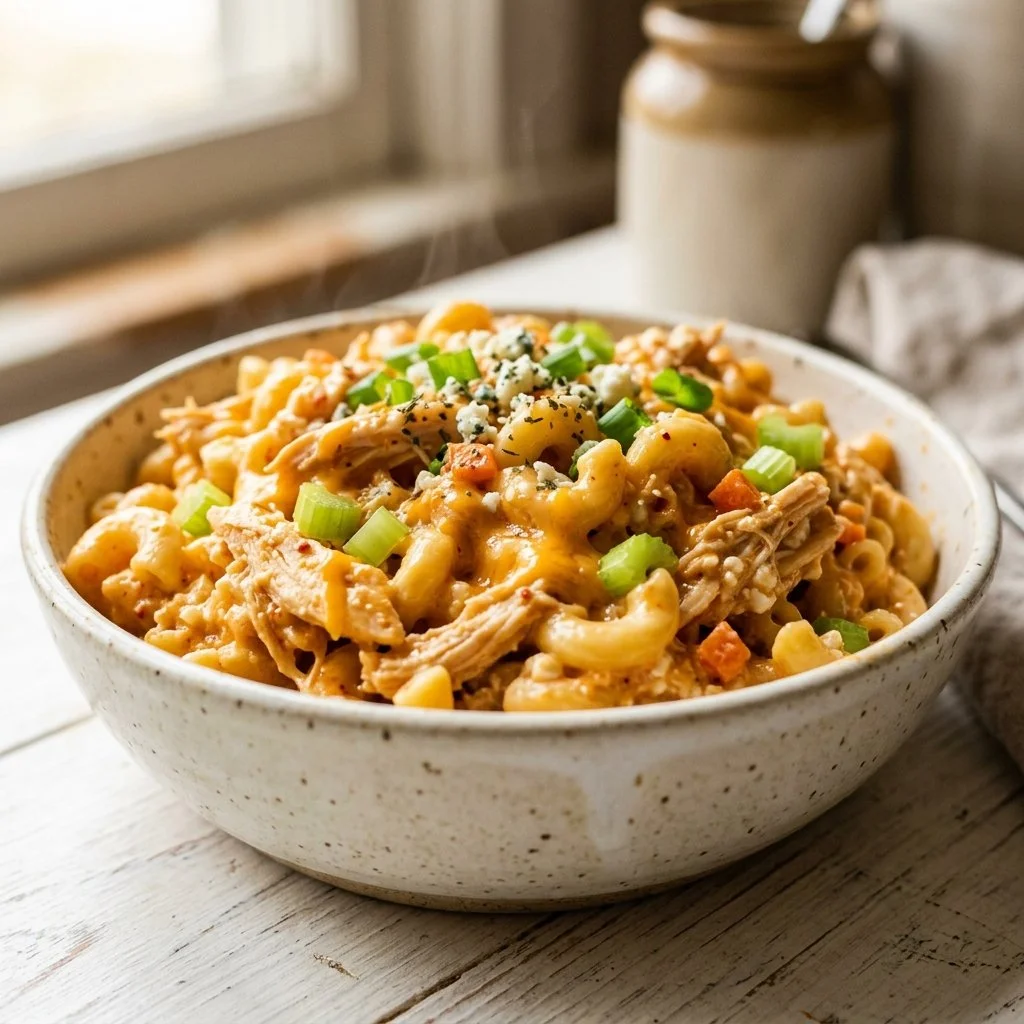 Buffalo Chicken Cottage Cheese Mac