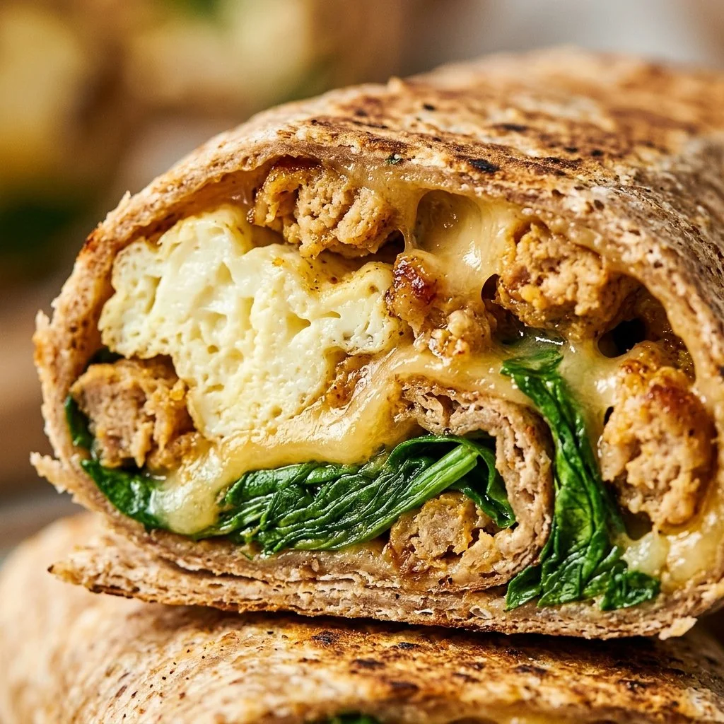 Healthy egg white wrap with turkey sausage for a nutritious meal