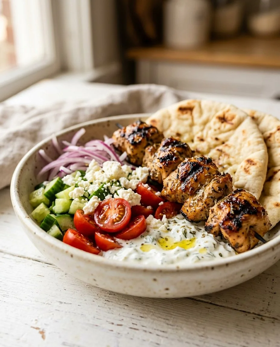 Greek-Style Chicken Souvlaki Bowls
