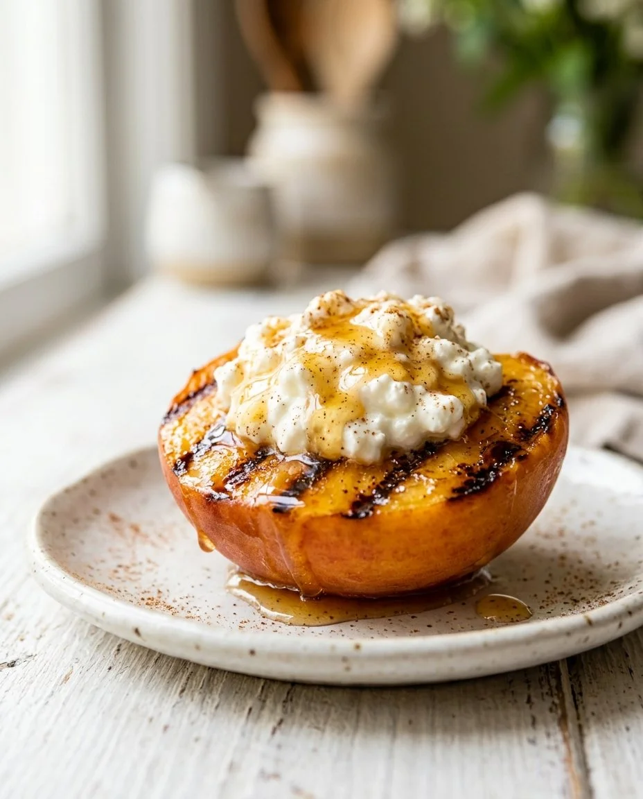 Grilled Peaches with Cottage Cheese