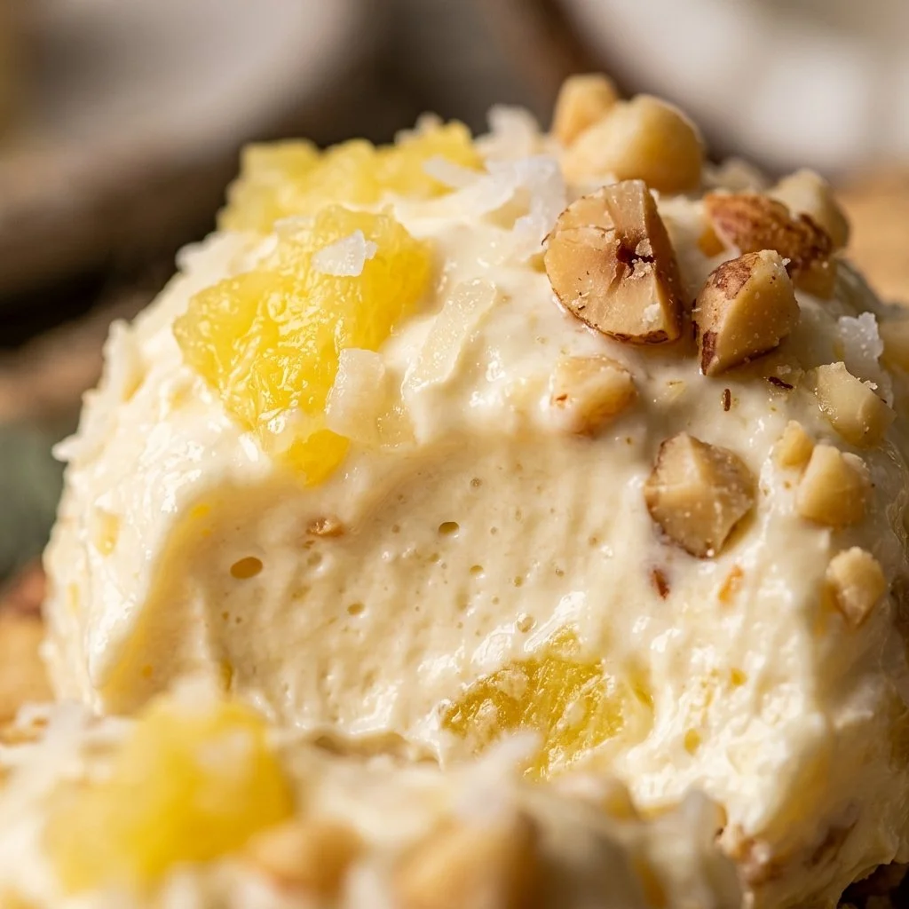 Creamy Hawaiian Cheesecake Dip served with tropical fruits and crackers
