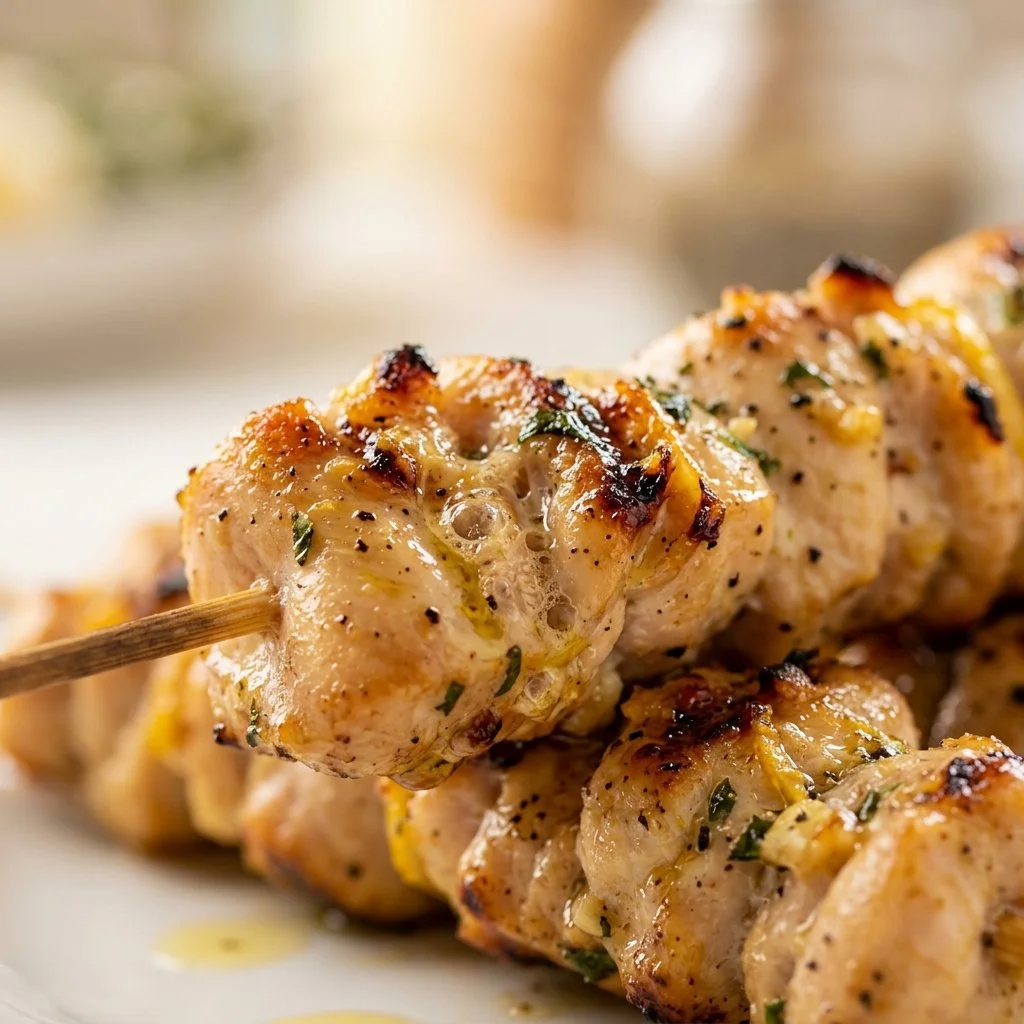 Lemon Garlic Grilled Chicken Skewers
