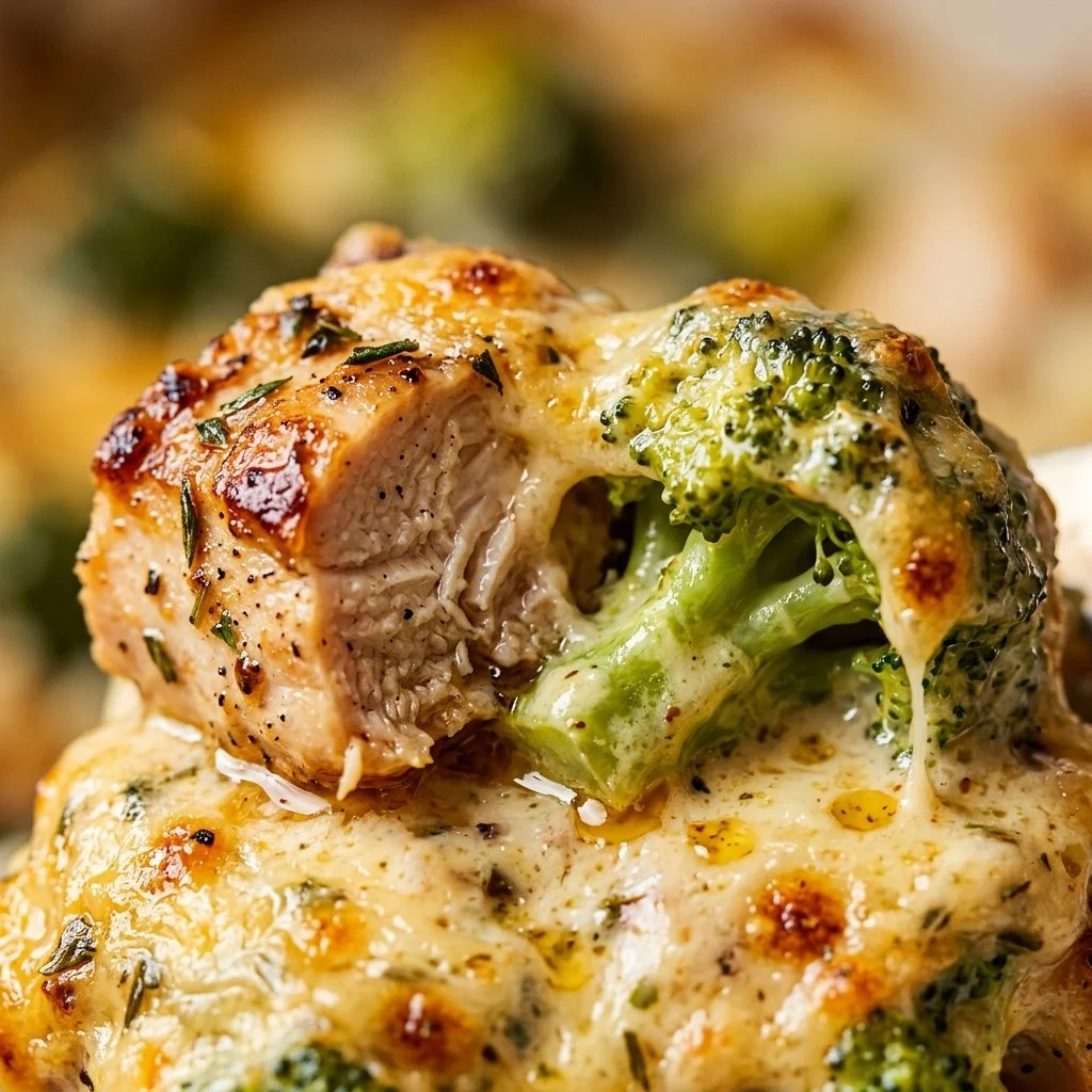 Low-Carb Creamy Broccoli Chicken Bake with broccoli and chicken in a creamy sauce