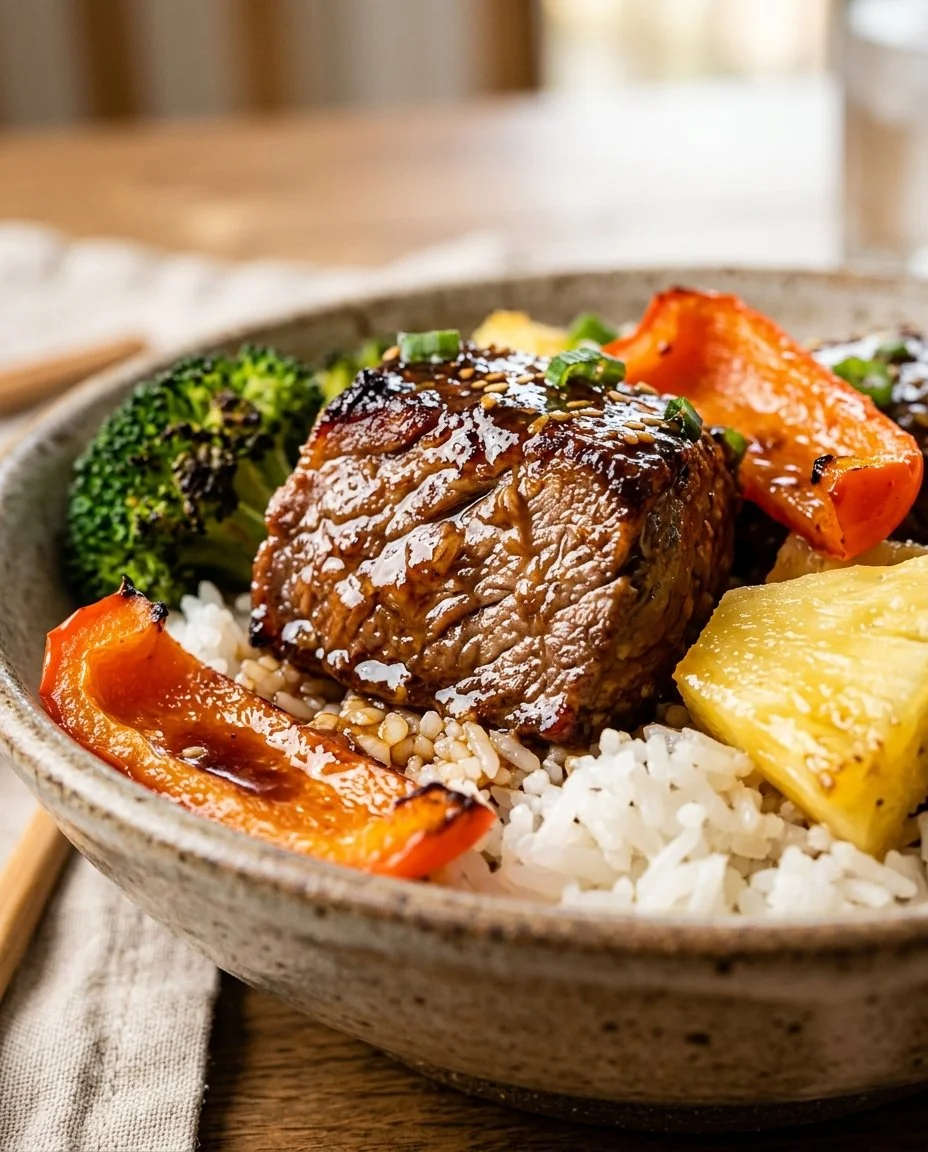 Delicious Hawaiian Teriyaki Beef Bowls prepared for meal prep