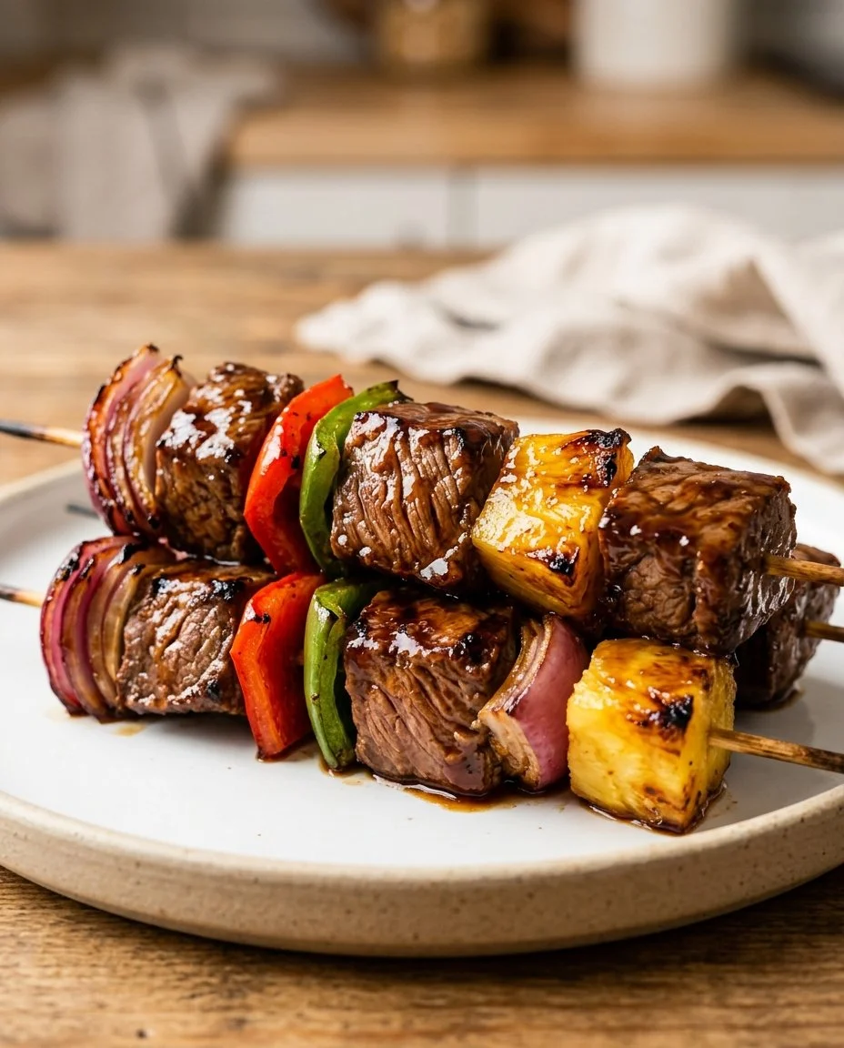 Pineapple Teriyaki Steak Kabobs