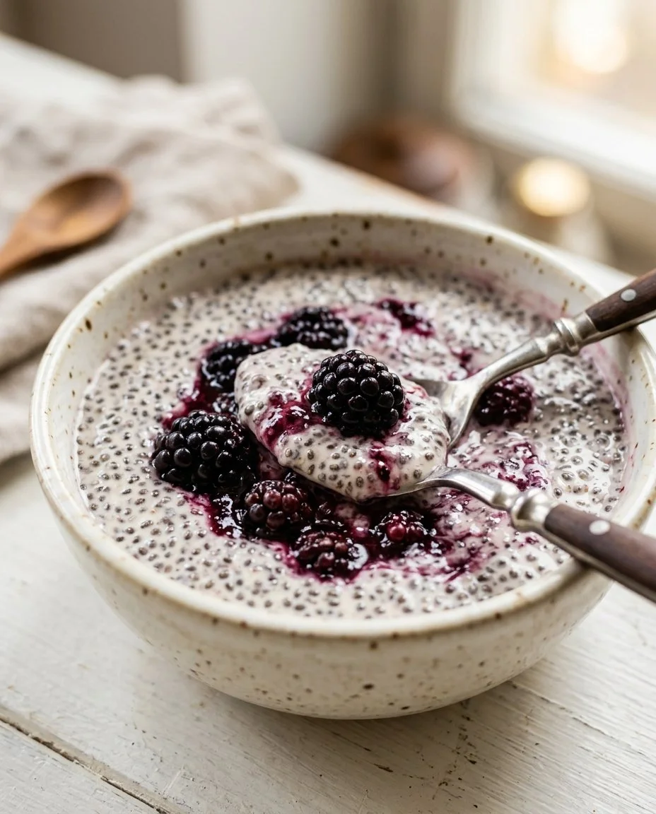 Protein Chia Pudding with Blackberry Jam