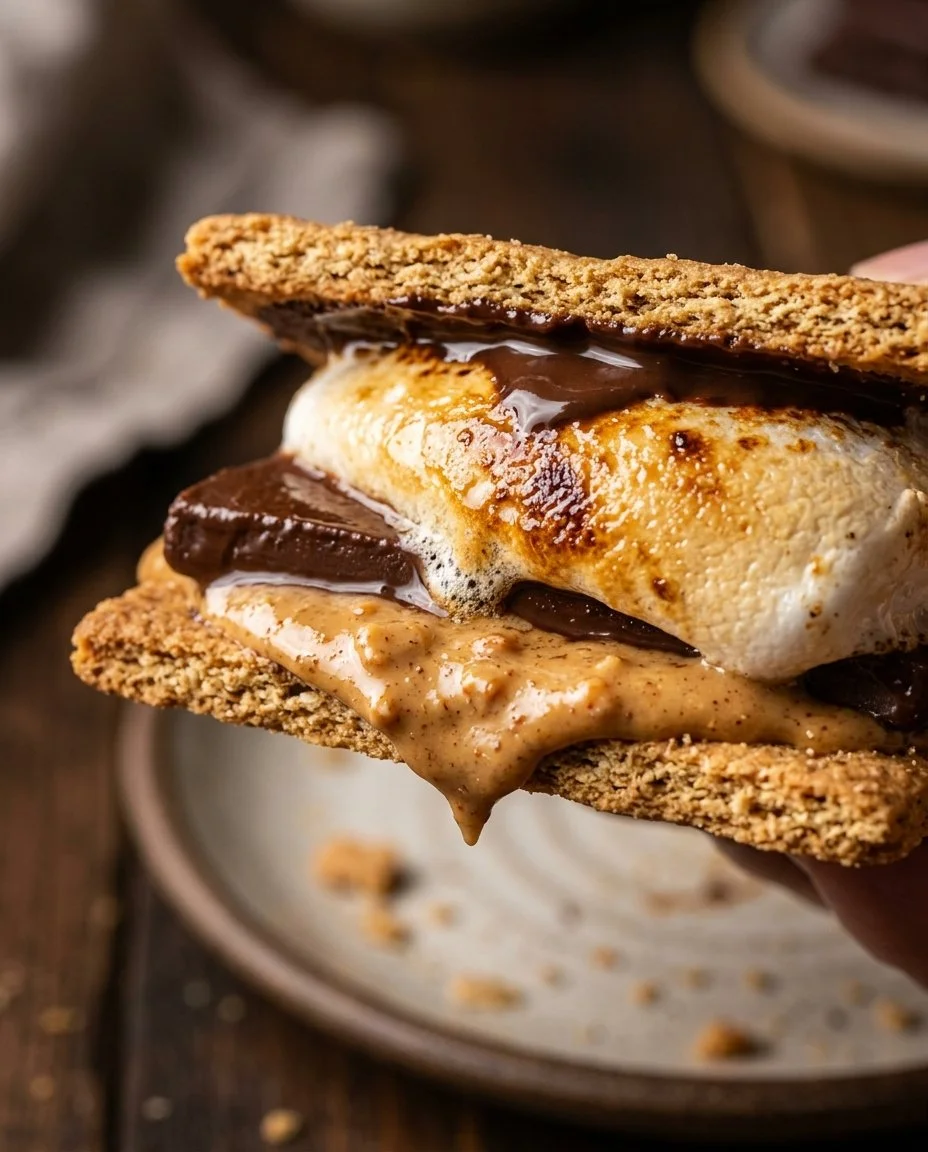 Bowl of Protein S'mores made with chocolate, graham crackers, and marshmallows.