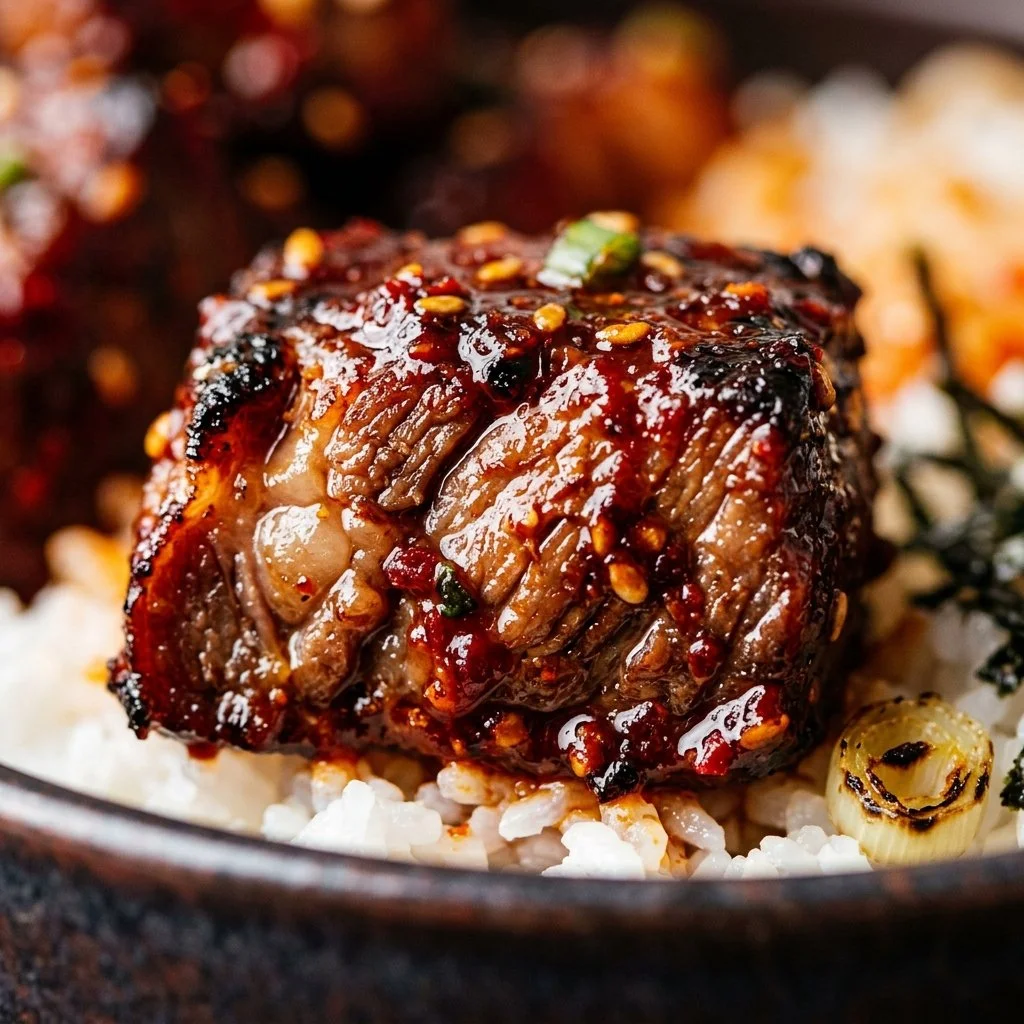 Spicy Korean Beef Bowl Meal Prep with rice and fresh vegetables
