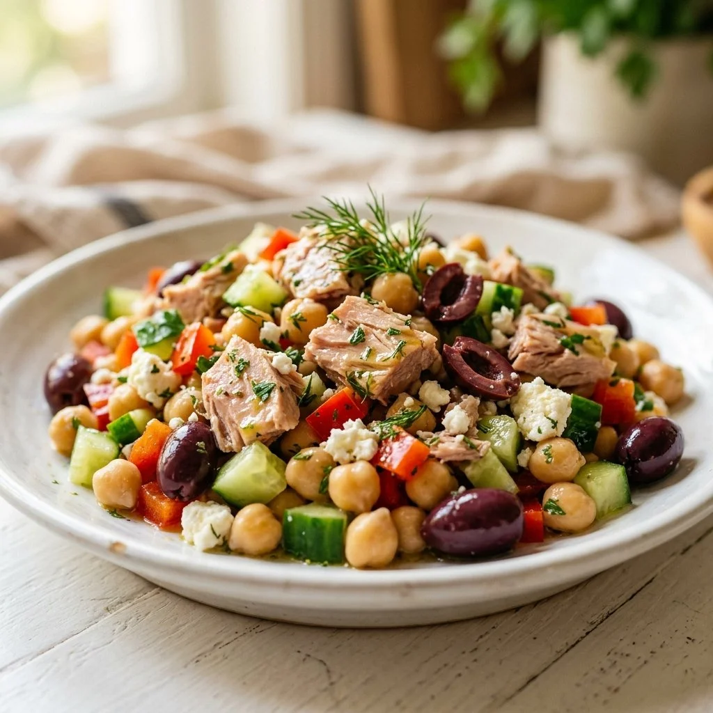 Tuna Chickpea Mediterranean Salad