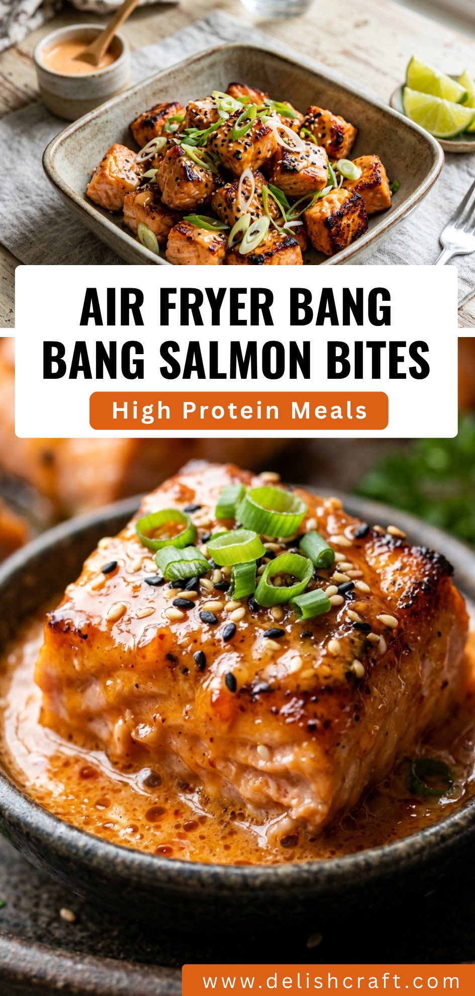 Air Fryer Bang Bang Salmon Bites