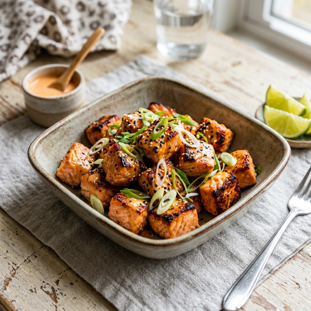 Air Fryer Bang Bang Salmon Bites