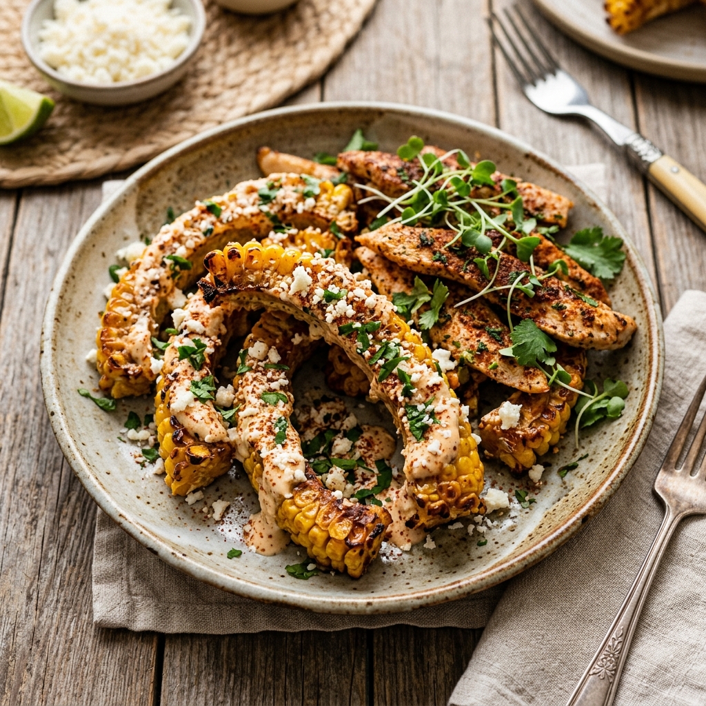 Air Fryer Elote Corn Ribs Protein