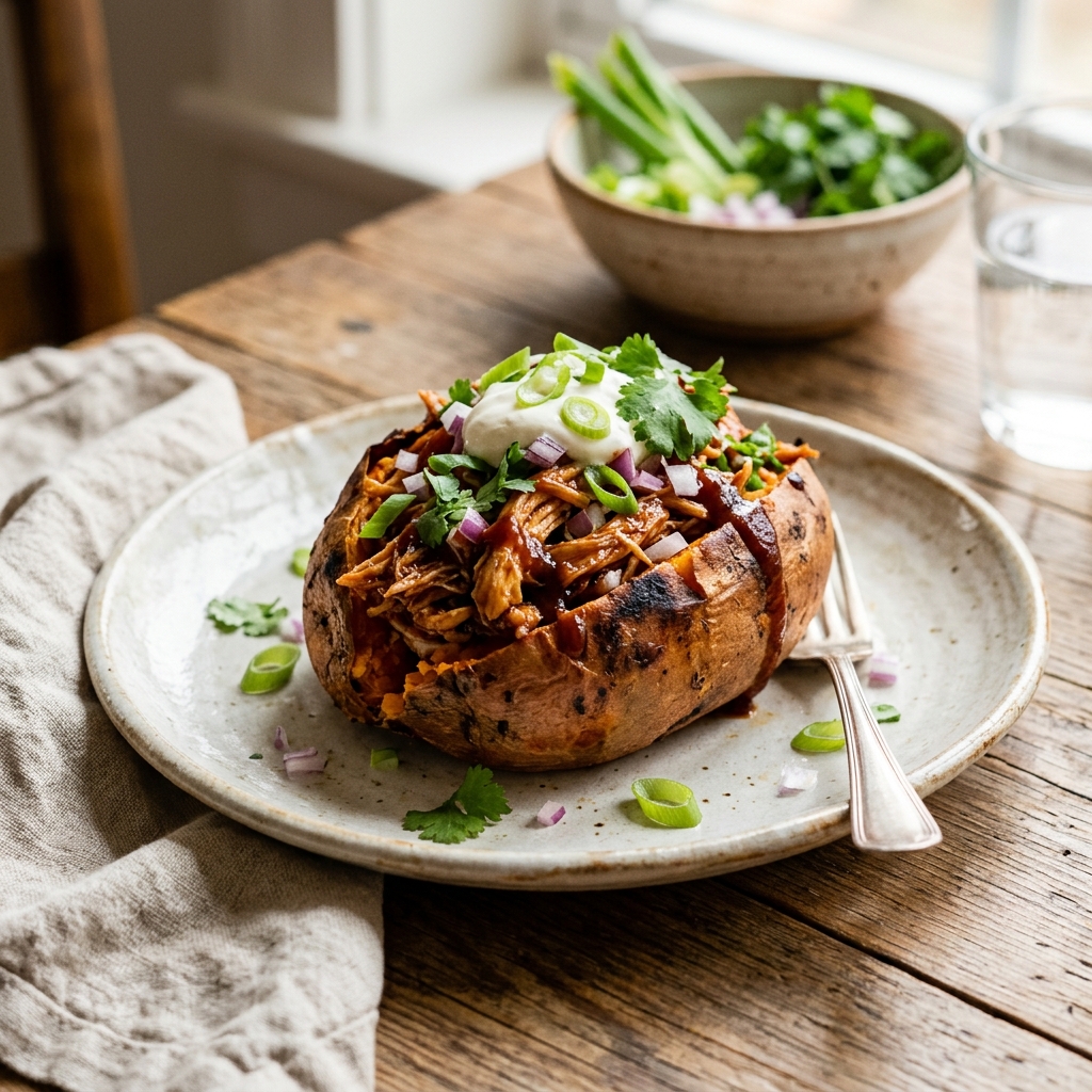 BBQ Chicken Stuffed Sweet Potatoes