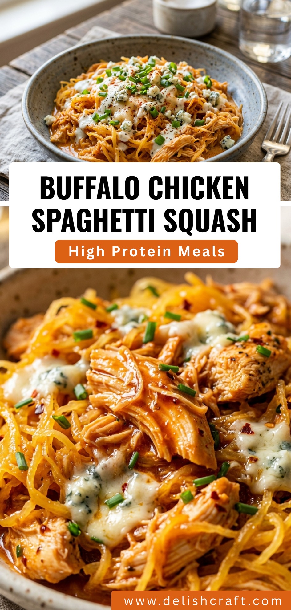 Buffalo Chicken Spaghetti Squash