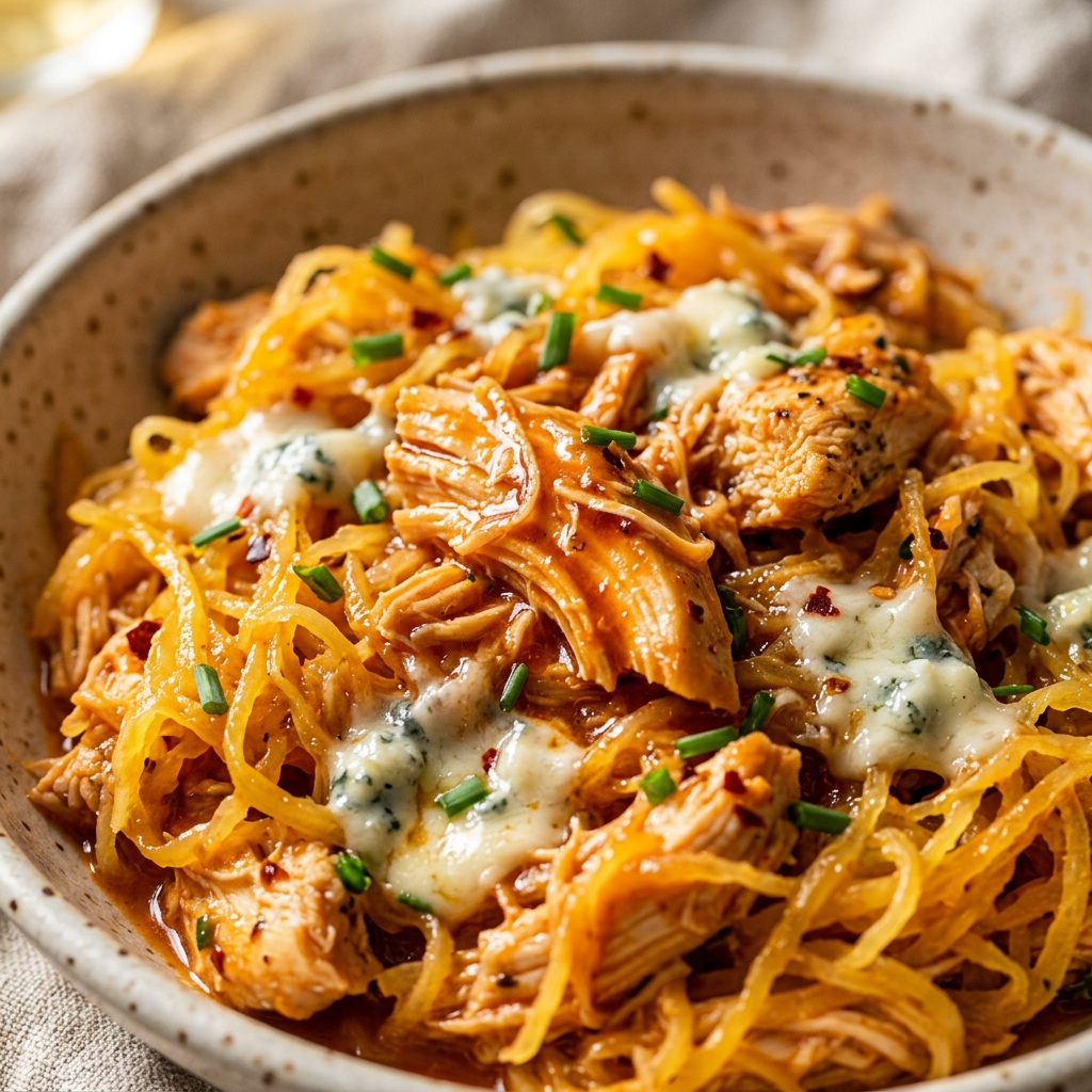 Buffalo Chicken Spaghetti Squash