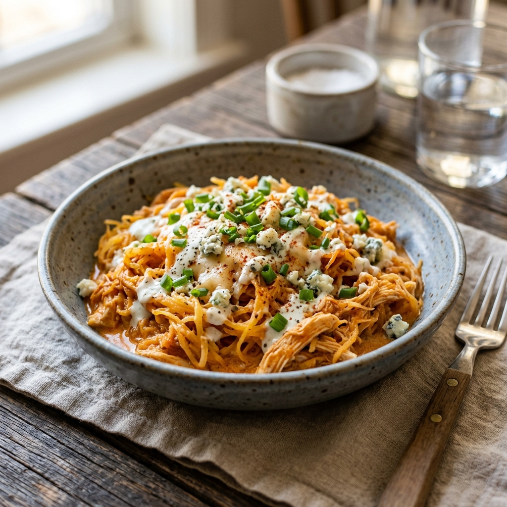 Buffalo Chicken Spaghetti Squash